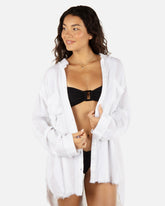 Solid Stripe Gauze Long Sleeve Button Front Shirt