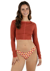 Solid Crop Long Sleeve Rashguard