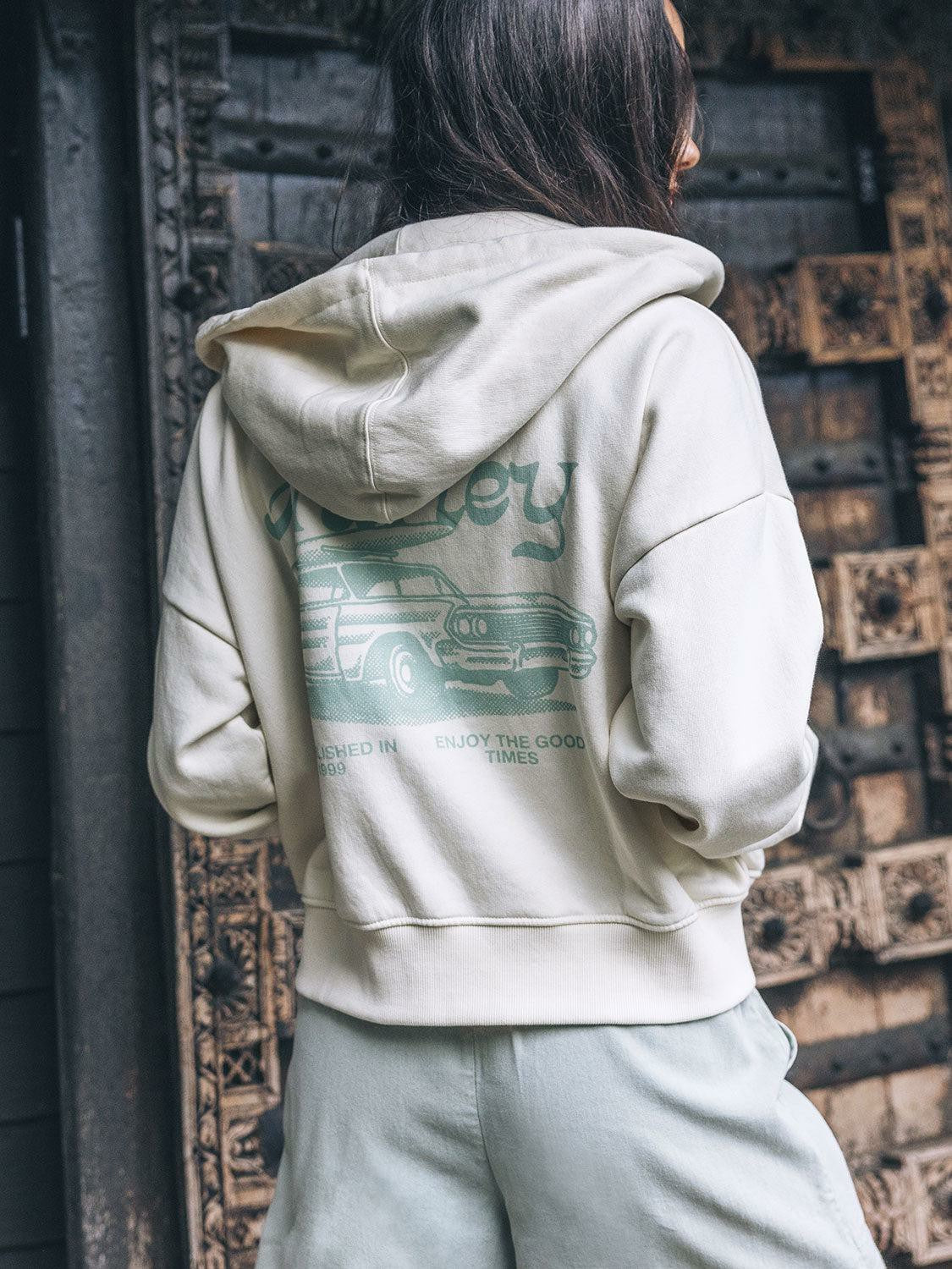 Enjoy The Good Crop Zip Hoodie