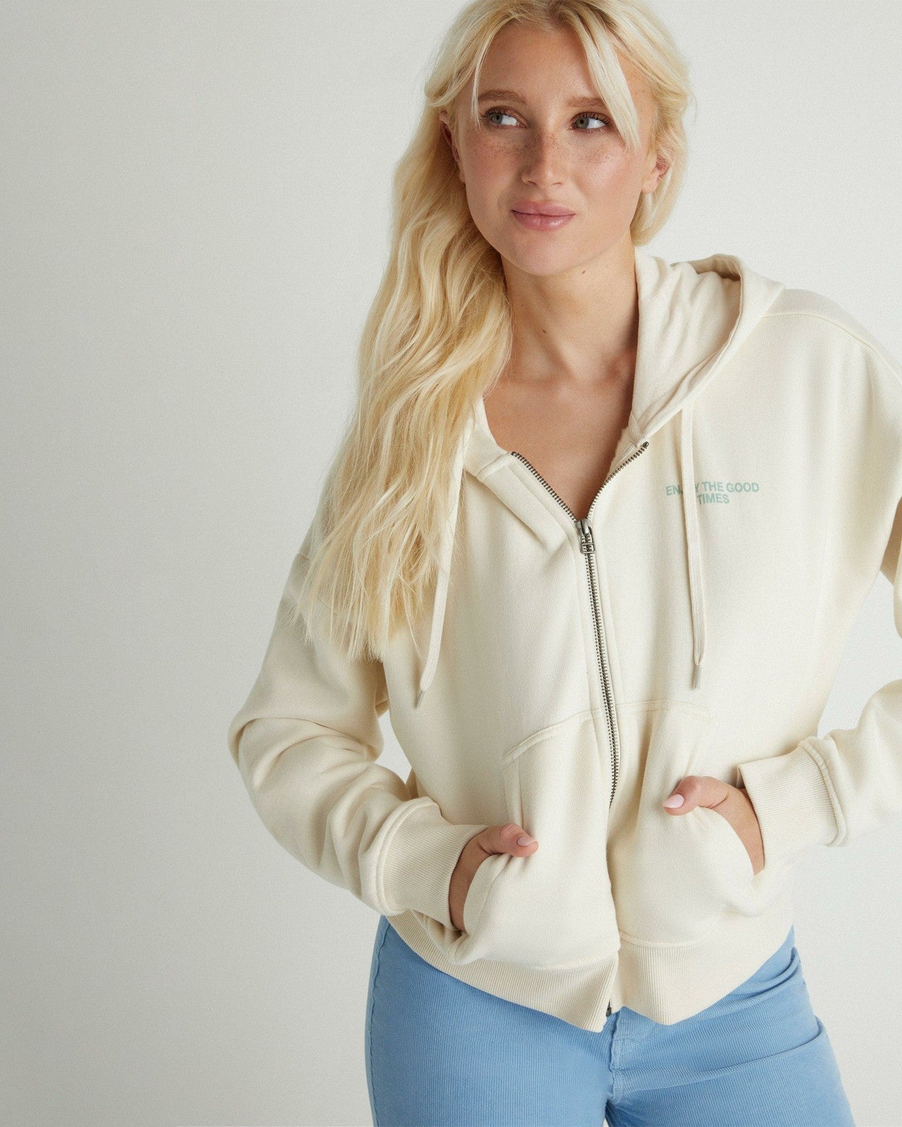 Enjoy The Good Crop Zip Hoodie